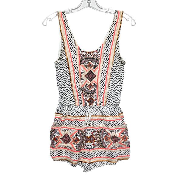 MINKPINK Pants - MinkPink Sleeveless Romper XS Tribal Aztec Space Cowboy Boho Drawstring Festival
